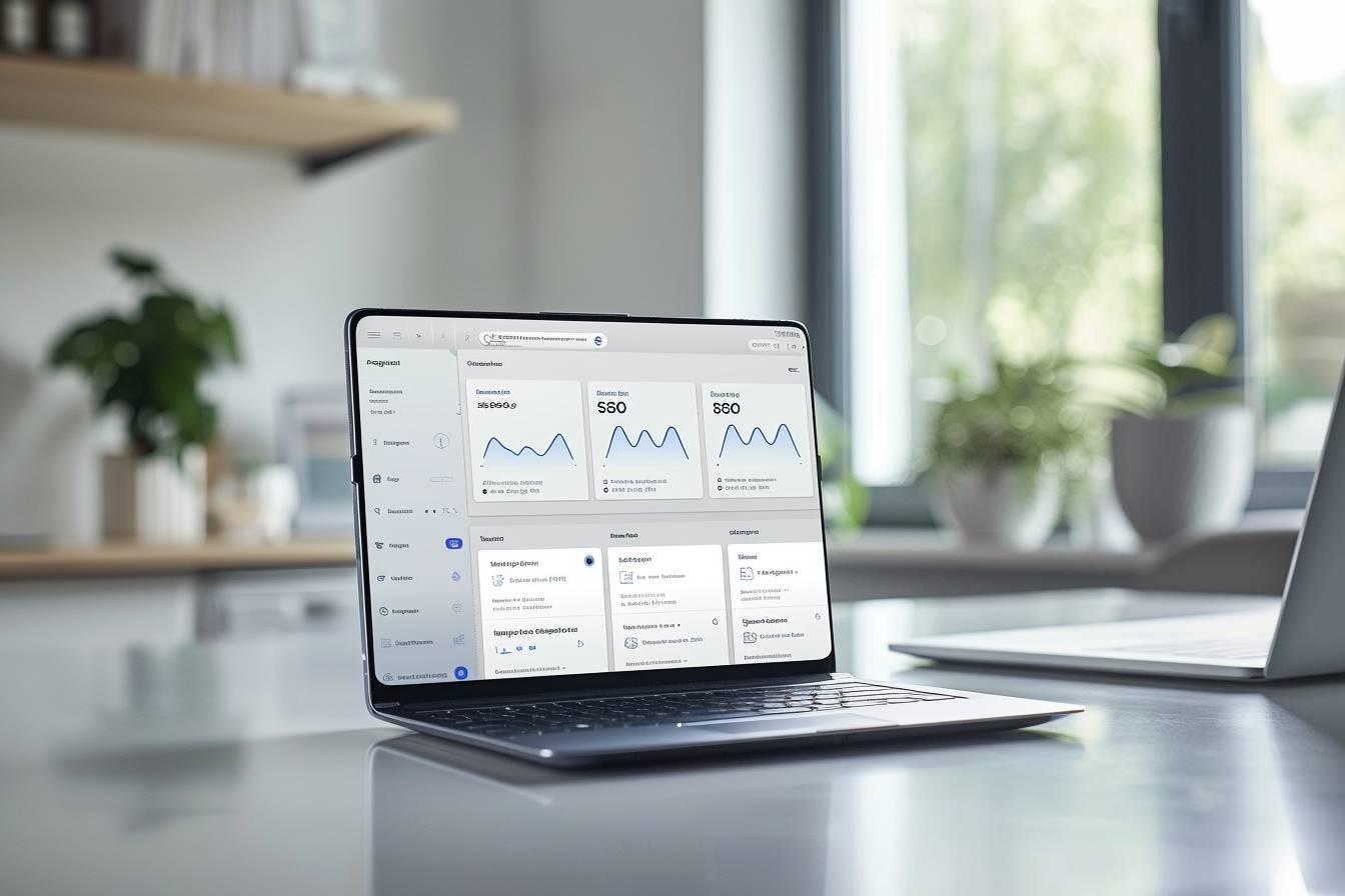 Écran d'ordinateur portable affichant des graphiques et des statistiques