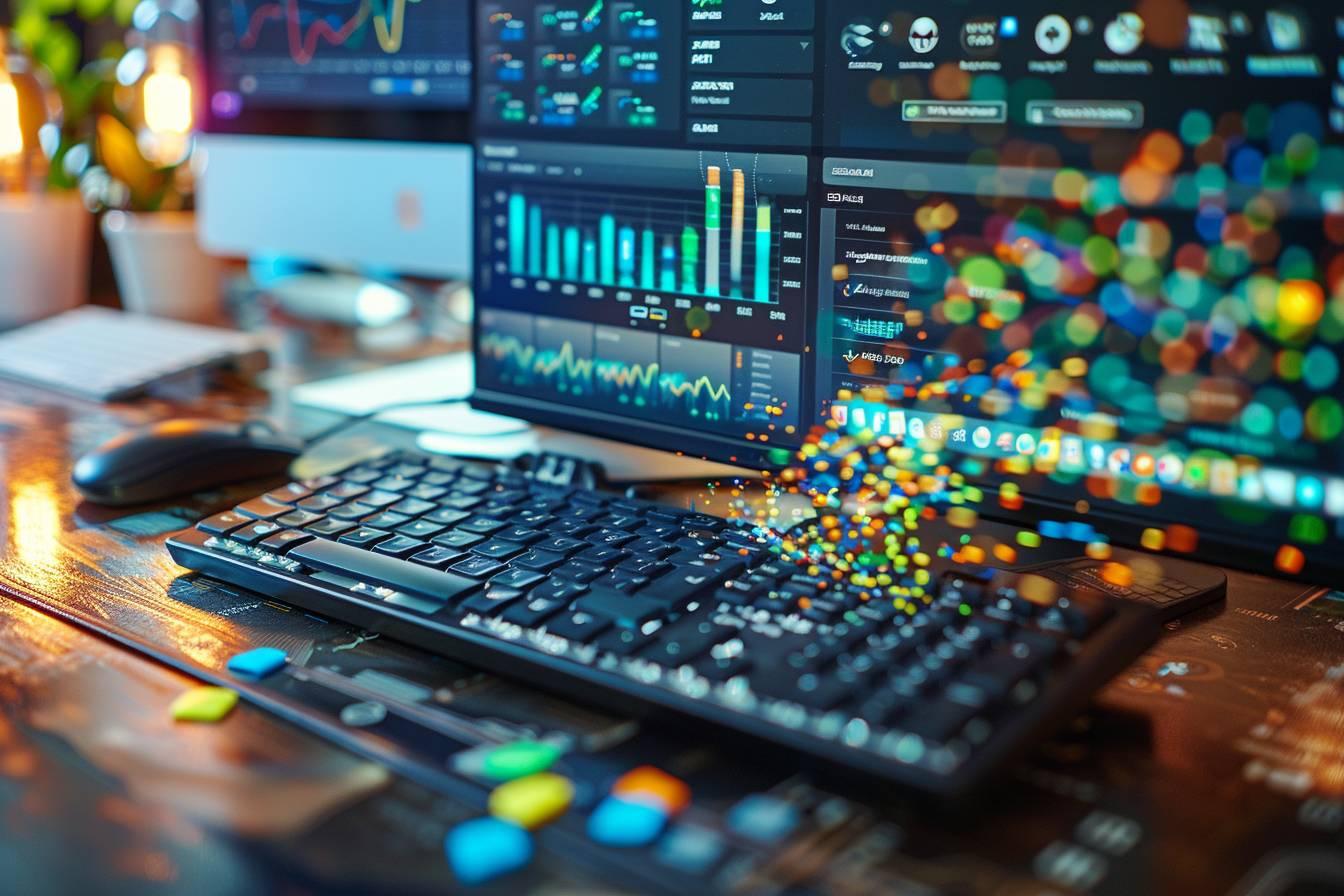 Écran d'ordinateur avec des graphiques et des données en gros plan