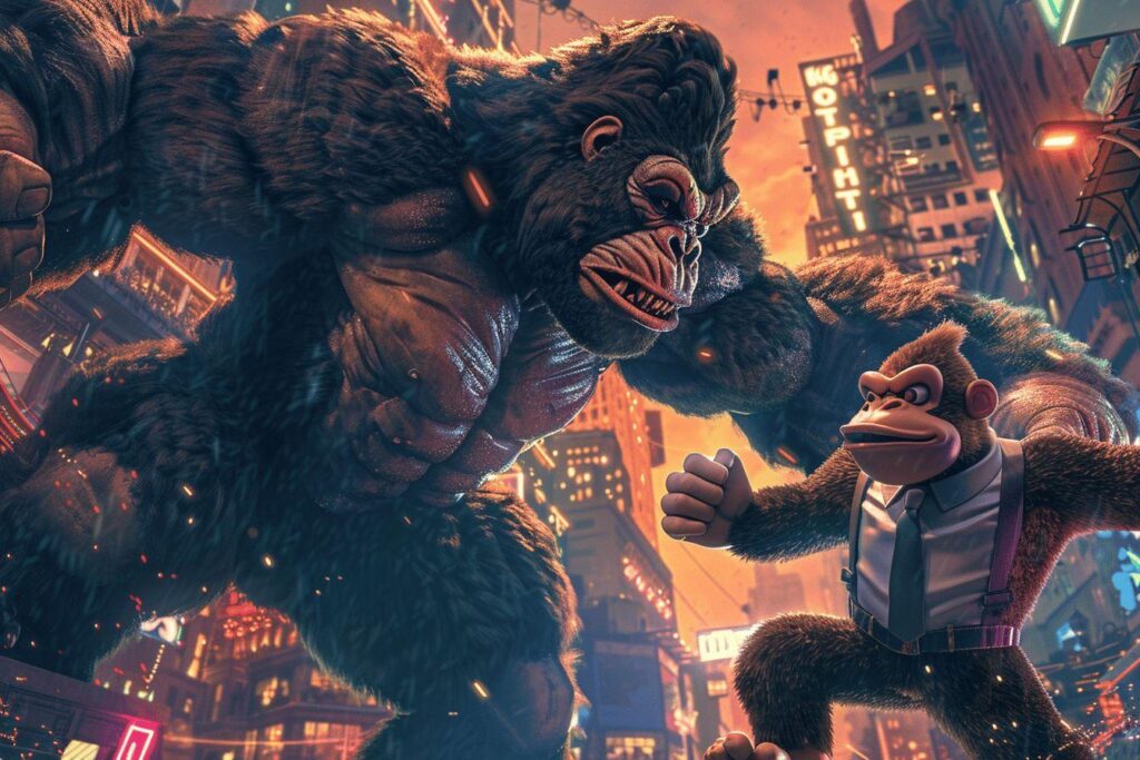 King Kong contre Donkey Kong : duel de titans primates dans un affrontement épique de jeux vidéo